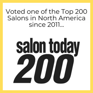 Text graphic stating the salon has been voted one of the Top 200 Salons in North America since 2011 by Salon Today. - Pure Salon Spa, KY